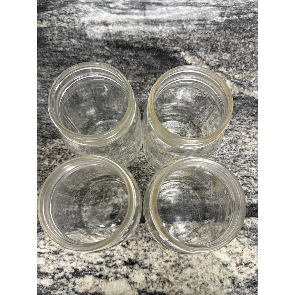 Bernardin Mason Jars Clear Glass Embossed Crest Standard Mouth Set of 4 Pint